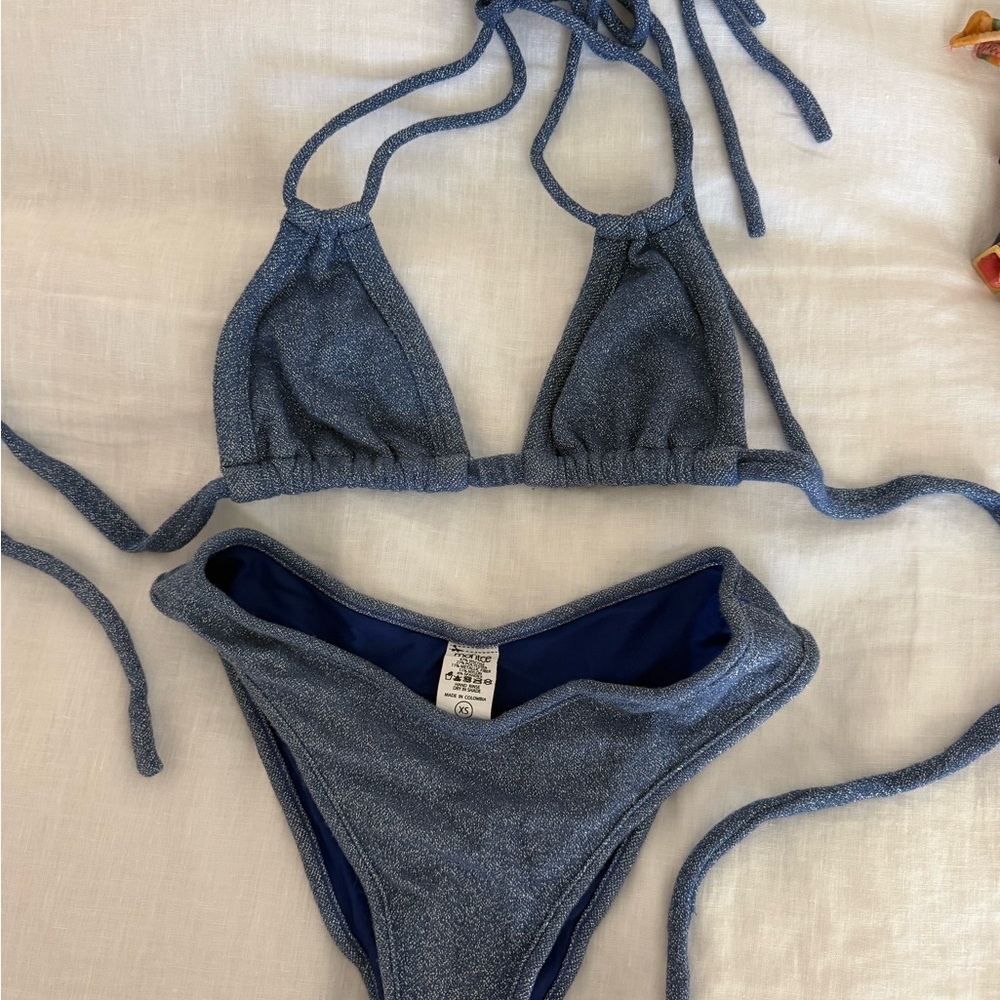 Montce blue sparkle Euro bow bikini set